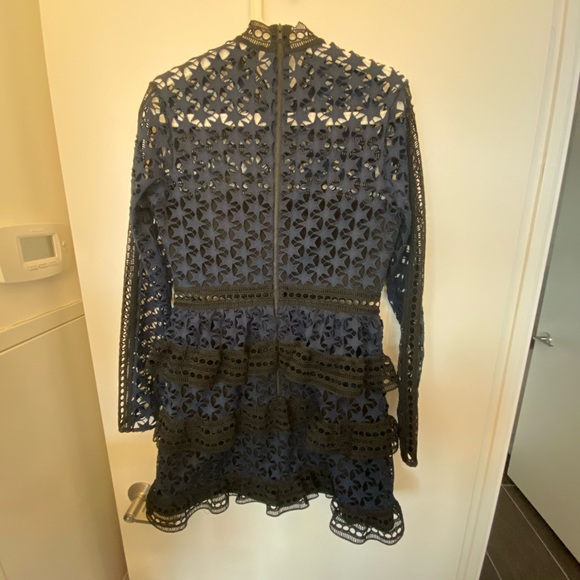 Self-Portrait Stars Navy and Black Dress - Picture 2 of 8